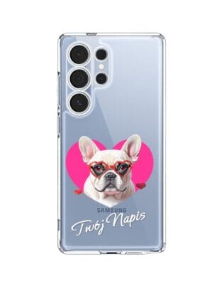 Etui do Samsung Galaxy S25 Ultra przeźroczyste, silikonowe Flexi, Puppy Love, pies rasy Buldog Francuski