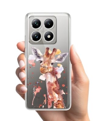 Etui do Xiaomi 14T przeźroczyste, silikonowe Flexi, Akwarelowe Zoo, Żyrafa