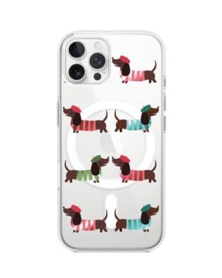 Etui do iPhone 12 Pro z MagSafe przeźroczyste, silikonowe Flexi, jamnik w Paryżu