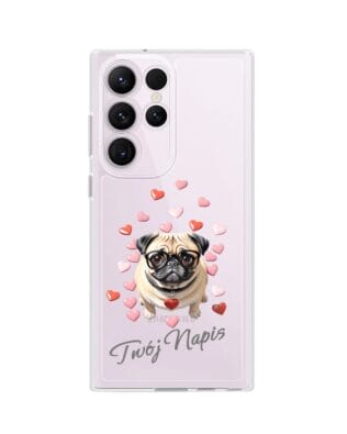 Etui do Samsung Galaxy S23 Ultra przeźroczyste, silikonowe Flexi, Puppy Love, pies rasy Mops