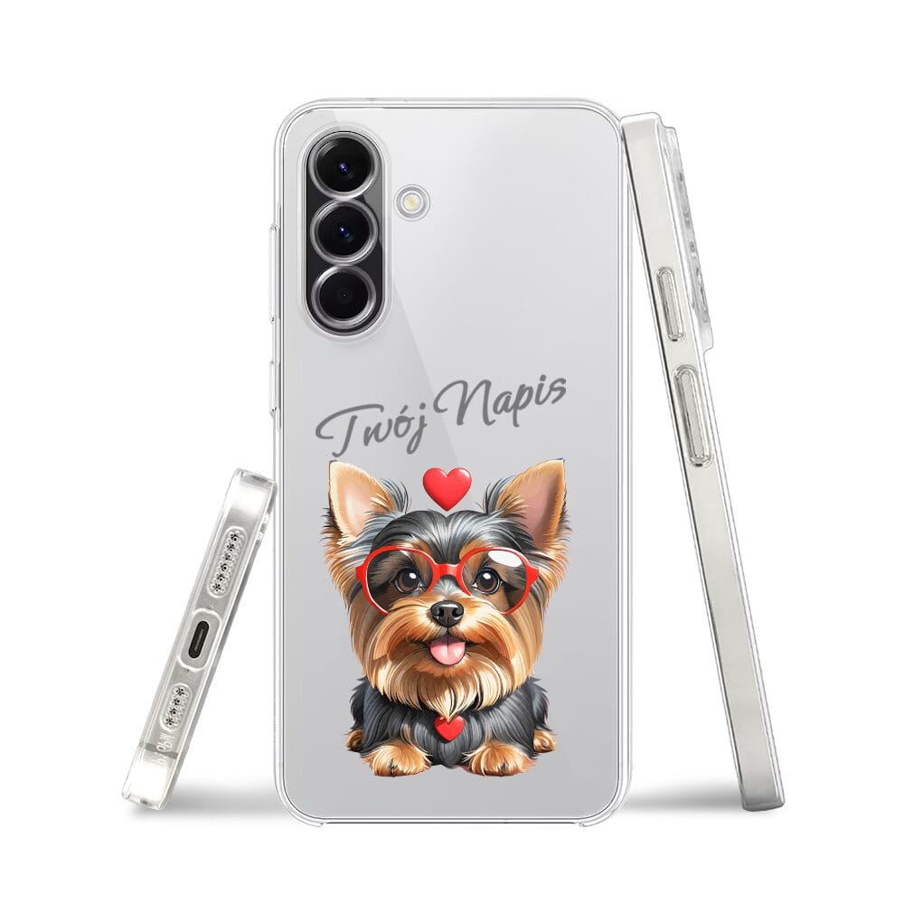 Etui do Samsung Galaxy A56 5G przeźroczyste, silikonowe Flexi, Puppy Love, pies rasy York - obrazek 3