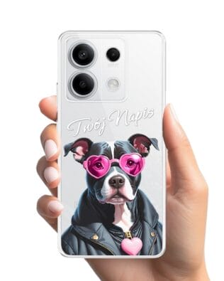 Etui do Xiaomi Redmi Note 13 Pro 5G przeźroczyste, silikonowe Flexi, Puppy Love, pies rasy Amstaff