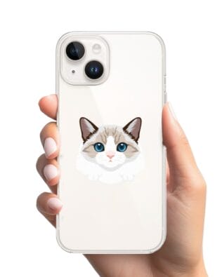 Etui do iPhone 13 Mini przeźroczyste, silikonowe Flexi, kot birmański