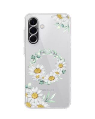 Etui do Samsung Galaxy A56 5G przeźroczyste, silikonowe Flexi, wianek stokrotek
