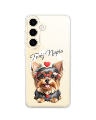 Etui do Samsung Galaxy S24 Plus z MagSafe przeźroczyste, silikonowe Flexi, Puppy Love, pies rasy York