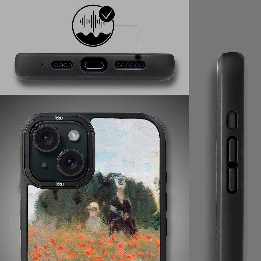 Etui do iPhone 15 IBIZU DropGuard Matt z MagSafe, Claude Monet, pole maków - obrazek 6
