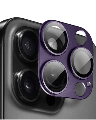 Metalowa osłona na cały aparat z wbudowanymi szkłami do iPhone 16 Pro, purpurowa