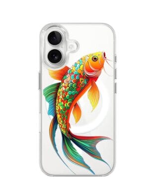 Etui do iPhone 16 Plus z MagSafe przeźroczyste, silikonowe Flexi, Dzika Mandala, Złota ryba