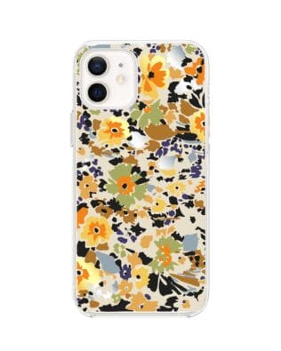 Etui do iPhone 12 Mini przeźroczyste, silikonowe Flexi, malowane kwiatki