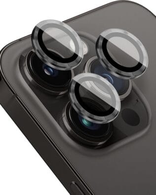 Metalowa osłona obiektywu aparatu ze szkła hartowanego 9H do iPhone 14 Pro, 1 zestaw, czarna