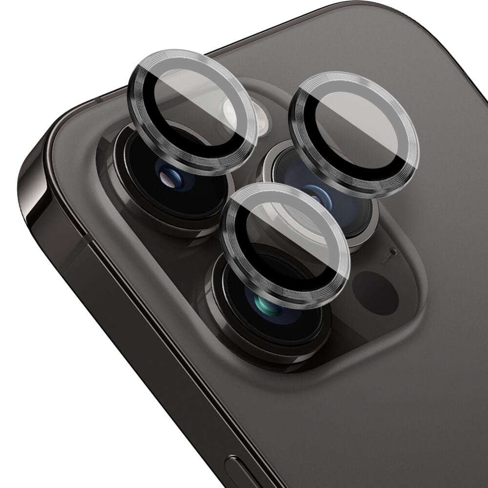 Metalowa osłona obiektywu aparatu ze szkła hartowanego 9H do iPhone 14 Pro, 1 zestaw, czarna