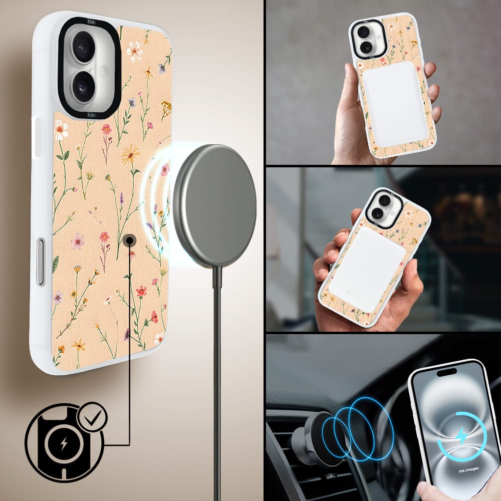 Etui do iPhone 16 IBIZU DropGuard Matt z MagSafe, Pastel Bloom, Koralowa łąka - obrazek 8