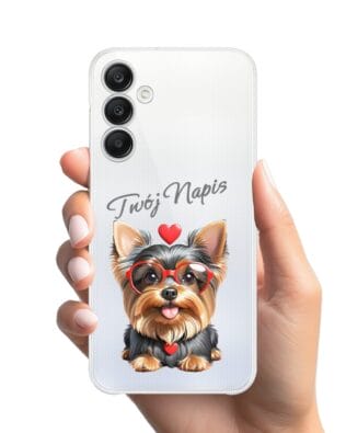 Etui do Samsung Galaxy A25 5G przeźroczyste, silikonowe Flexi, Puppy Love, pies rasy York