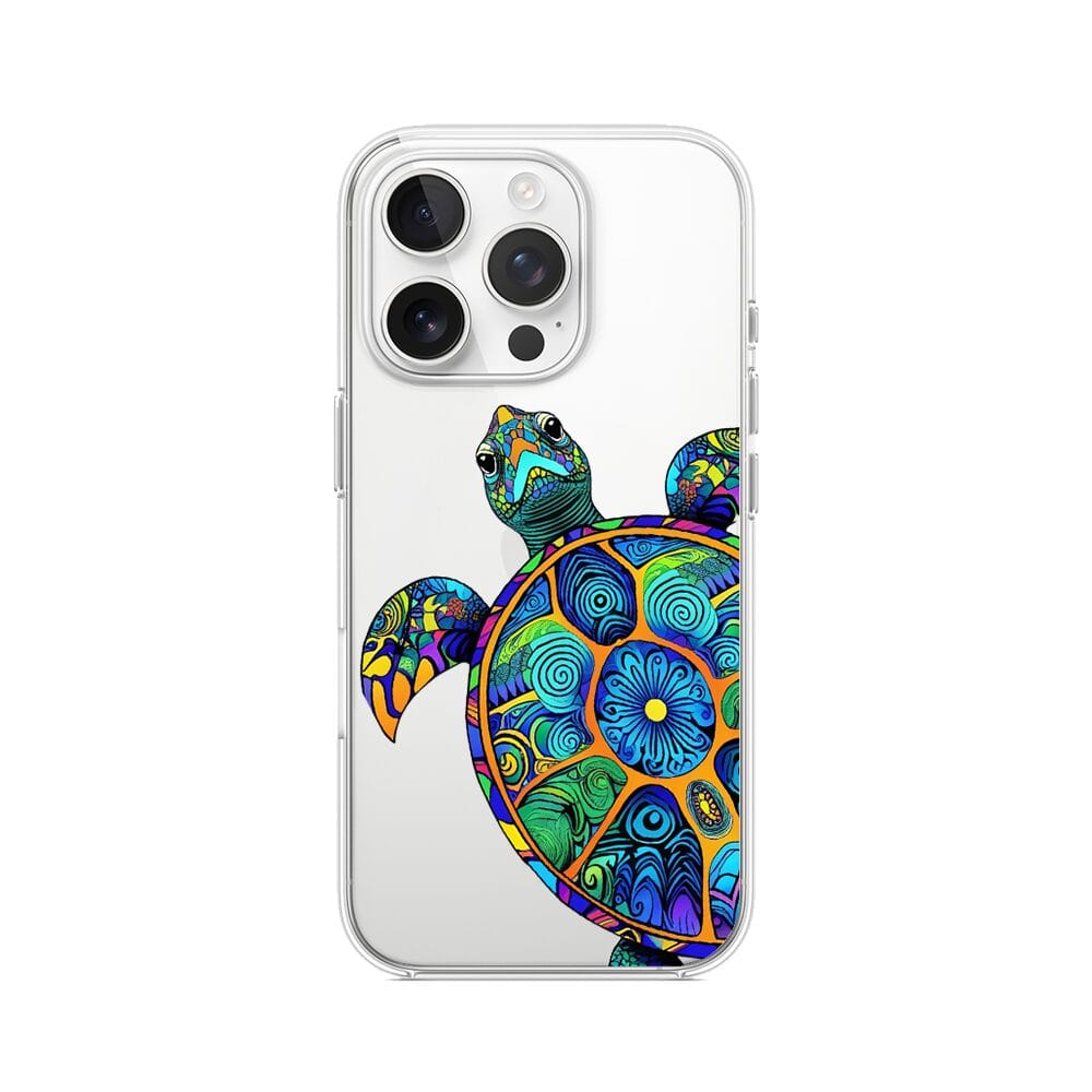Etui do iPhone 14 Pro przeźroczyste, silikonowe Flexi, Dzika Mandala, Żółw