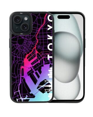 Etui do iPhone 15 IBIZU DropGuard Matt z MagSafe, Mapy Świata, Tokyo