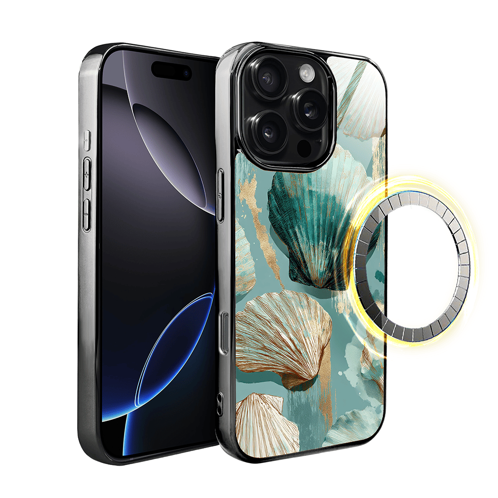 Etui do iPhone 16 Pro Max IBIZU Elite Glass z MagSafe Morze, Turkusowy skarb, czarne