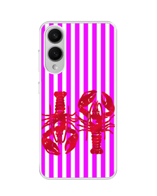 Etui do Samsung Galaxy S25 Edge z MagSafe przeźroczyste, silikonowe Flexi, kraby z różowymi paskami