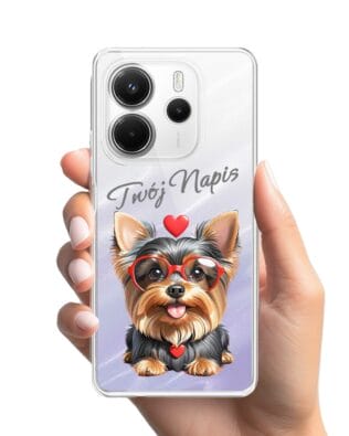 Etui do Xiaomi Redmi Note 14 5G przeźroczyste, silikonowe Flexi, Puppy Love, pies rasy York