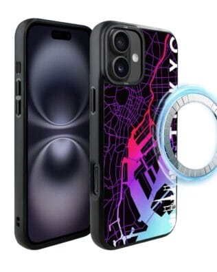 Etui do iPhone 16 IBIZU DropGuard Matt z MagSafe, Mapy Świata, Tokyo