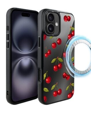 Etui do iPhone 16 IBIZU DropGuard Matt z MagSafe, Midnight, Wiśniowa noc