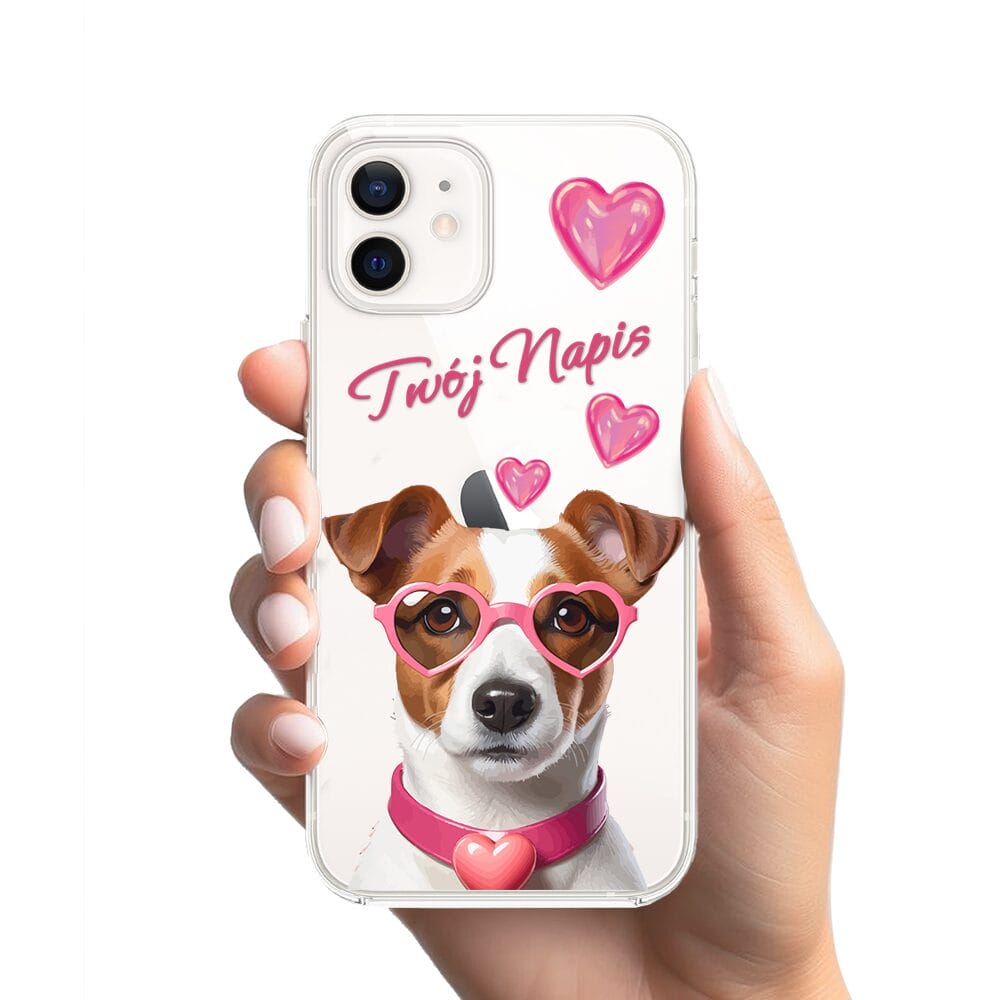 Etui do iPhone 12 przeźroczyste, silikonowe Flexi, Puppy Love, pies rasy Jack Russell Terrier - obrazek 2