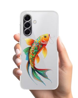 Etui do Samsung Galaxy A56 5G przeźroczyste, silikonowe Flexi, Dzika Mandala, Złota ryba