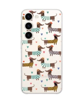 Etui do Samsung Galaxy S23 Plus przeźroczyste, silikonowe Flexi, zakochane jamniki