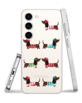Etui do Samsung Galaxy S23 Plus przeźroczyste, silikonowe Flexi, jamnik w Paryżu