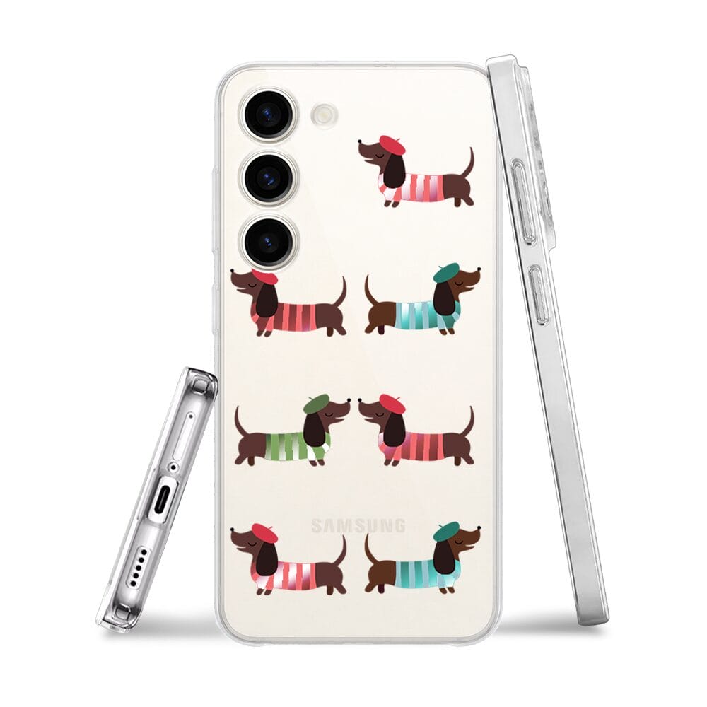 Etui do Samsung Galaxy S23 przeźroczyste, silikonowe Flexi, jamnik w Paryżu - obrazek 3