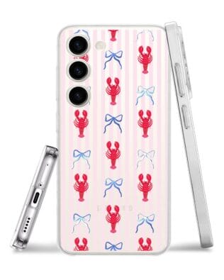 Etui do Samsung Galaxy S23 przeźroczyste, silikonowe Flexi, krab i kokardki