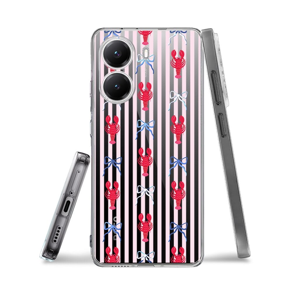 Etui do Xiaomi POCO X7 Pro przeźroczyste, silikonowe Flexi, krab i kokardki - obrazek 3