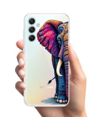 Etui do Samsung Galaxy A34 5G przeźroczyste, silikonowe Flexi, Dzika Mandala, Słoń