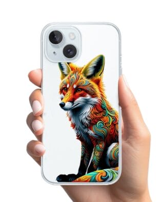 Etui do iPhone 15 Plus przeźroczyste, silikonowe Flexi, Dzika Mandala, Lis