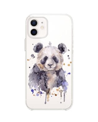 Etui do iPhone 12 Mini przeźroczyste, silikonowe Flexi, Akwarelowe Zoo, Panda