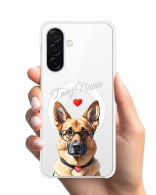 Etui do Samsung Galaxy A26 5G z MagSafe przeźroczyste, silikonowe Flexi, Puppy Love, pies rasy Owczarek Niemiecki
