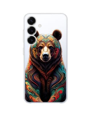 Etui do Samsung Galaxy S25 Plus przeźroczyste, silikonowe Flexi, Dzika Mandala, Niedźwiedź