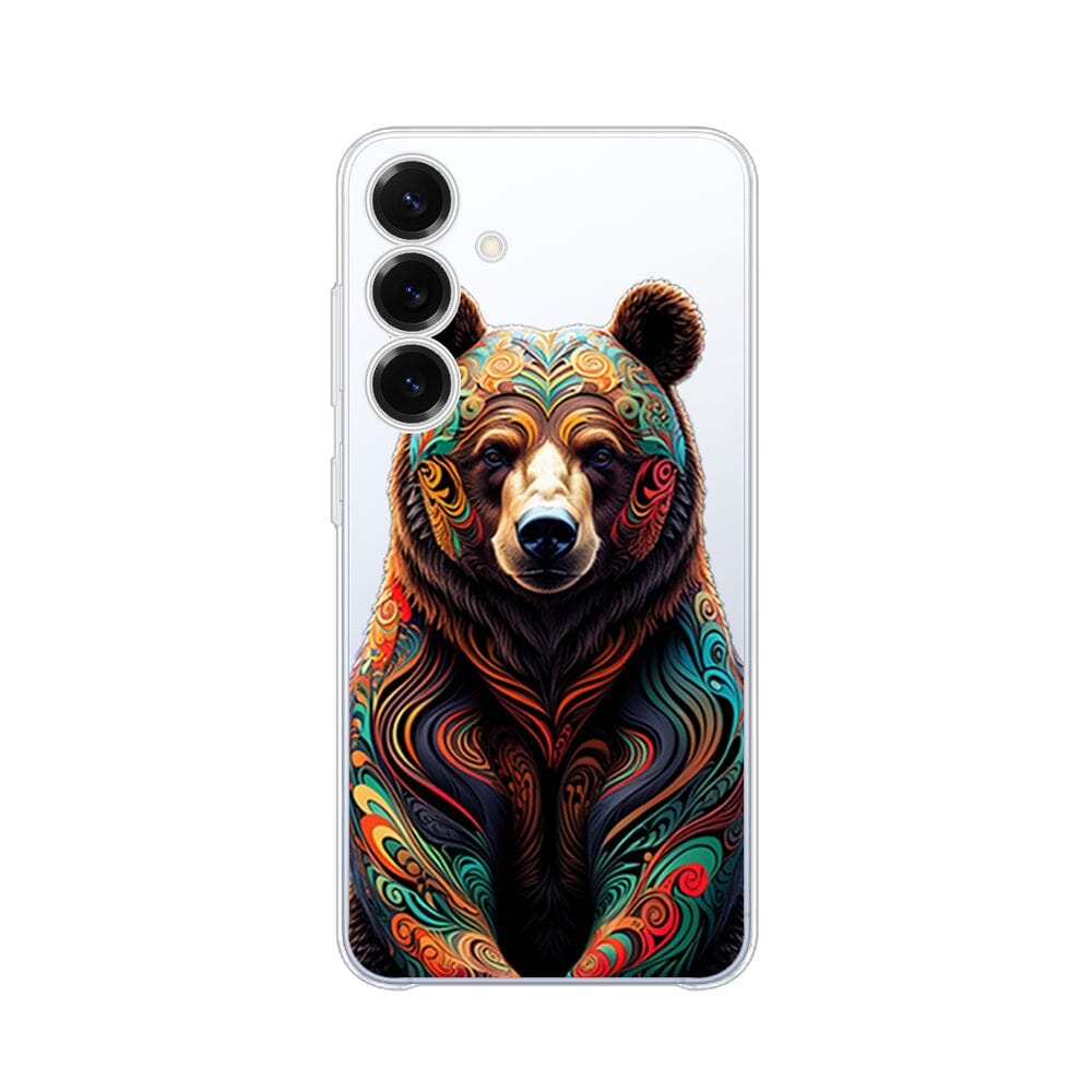 Etui do Samsung Galaxy S25 Plus przeźroczyste, silikonowe Flexi, Dzika Mandala, Niedźwiedź