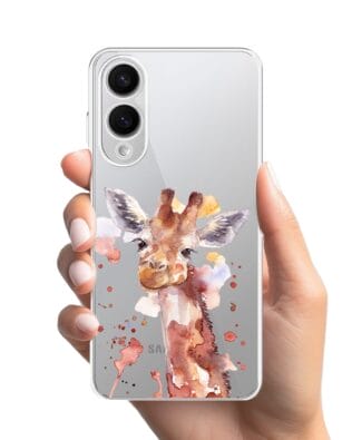 Etui do Samsung Galaxy S25 Edge przeźroczyste, silikonowe Flexi, Akwarelowe Zoo, Żyrafa