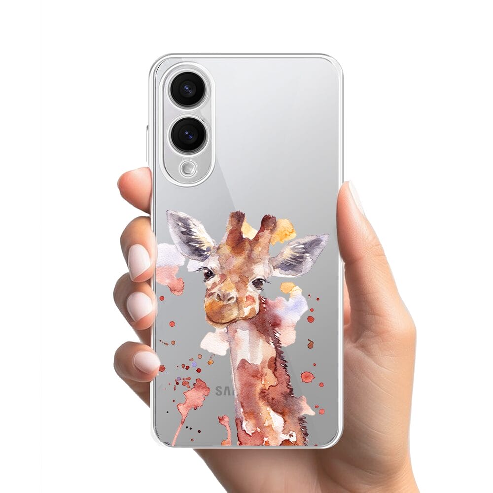 Etui do Samsung Galaxy S25 Edge przeźroczyste, silikonowe Flexi, Akwarelowe Zoo, Żyrafa - obrazek 2