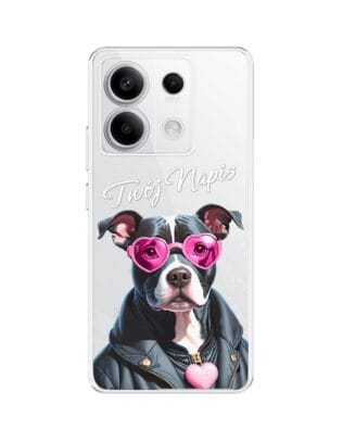 Etui do Xiaomi Redmi Note 13 Pro 5G przeźroczyste, silikonowe Flexi, Puppy Love, pies rasy Amstaff