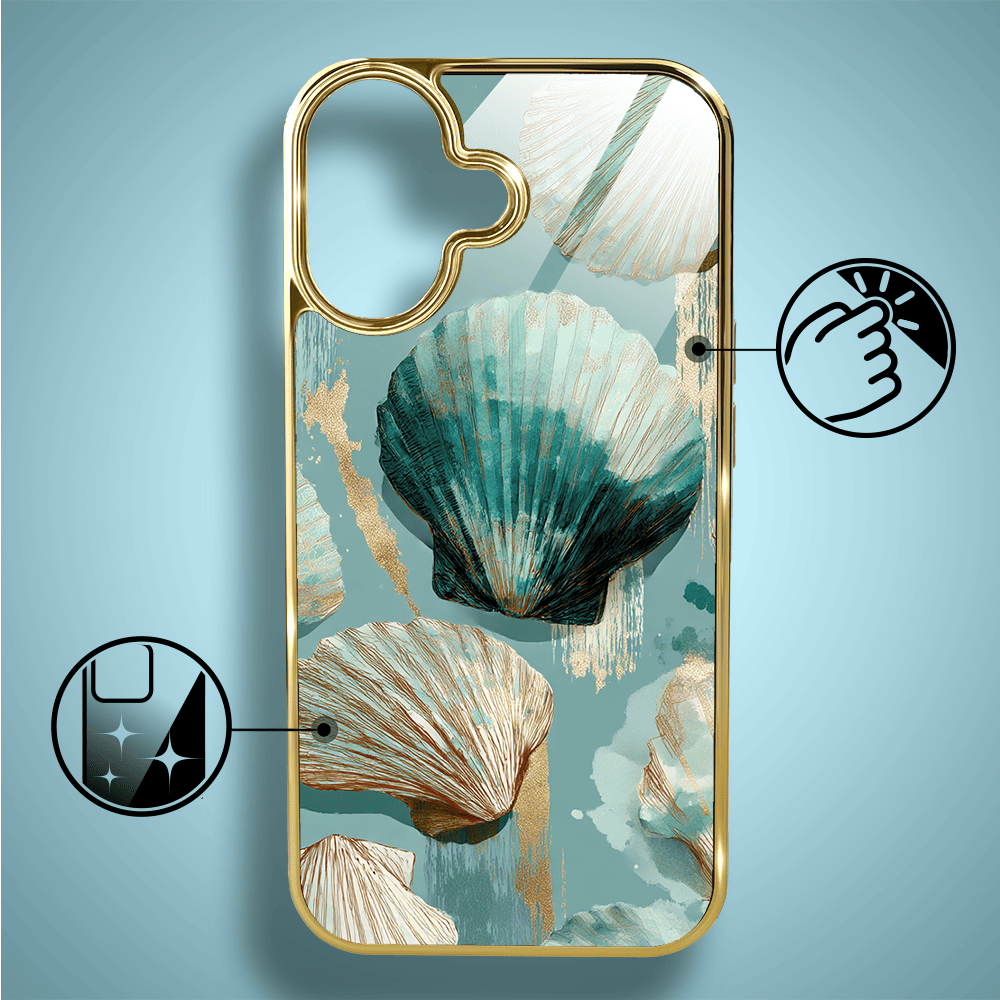 Etui do iPhone 16 IBIZU Elite Glass z MagSafe, Morze, Turkusowy skarb, złote - obrazek 2