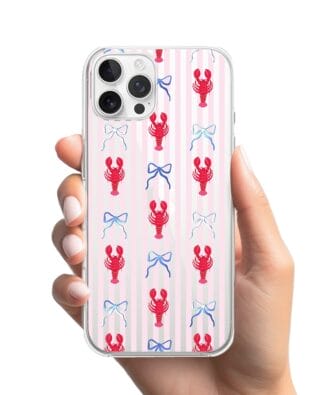 Etui do iPhone 12 Pro przeźroczyste, silikonowe Flexi, krab i kokardki