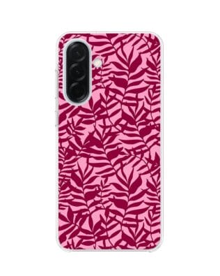 Etui do Samsung Galaxy A36 5G z MagSafe przeźroczyste, silikonowe Flexi, bordowe liście