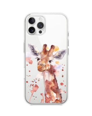 Etui do iPhone 12 Pro przeźroczyste, silikonowe Flexi, Akwarelowe Zoo, Żyrafa