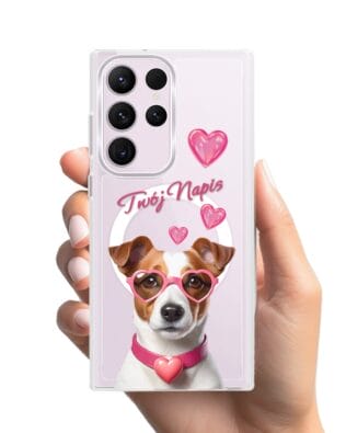 Etui do Samsung Galaxy S23 Ultra z MagSafe przeźroczyste, silikonowe Flexi, Puppy Love, pies rasy Jack Russell Terrier