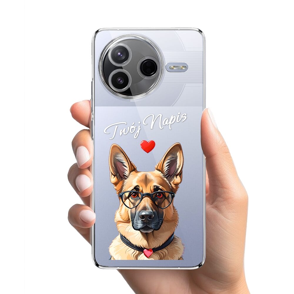Etui do Xiaomi POCO F7 Pro przeźroczyste, silikonowe Flexi, Puppy Love, pies rasy Owczarek Niemiecki - obrazek 2