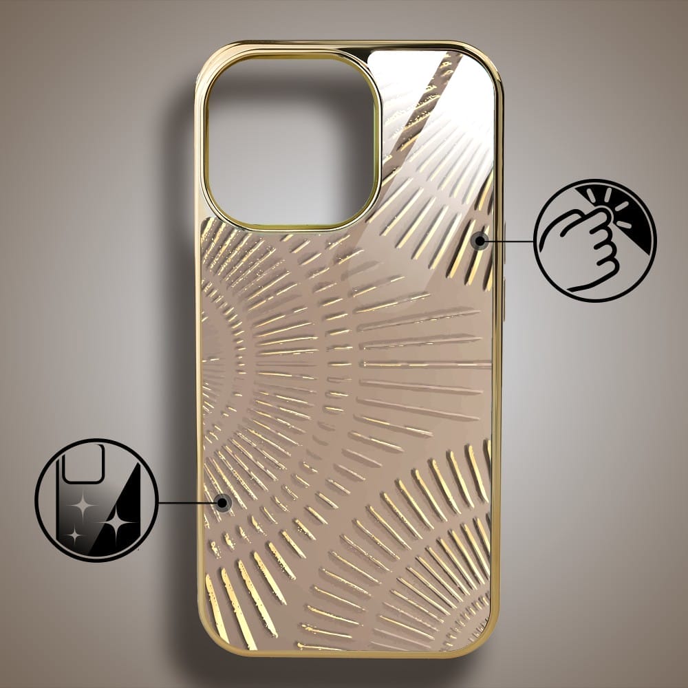 Etui do iPhone 16 Pro IBIZU Elite Glass z MagSafe Mistyczne wzory, Boski promień beżowe, złote - obrazek 2