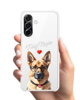 Etui do Samsung Galaxy A26 5G przeźroczyste, silikonowe Flexi, Puppy Love, pies rasy Owczarek Niemiecki