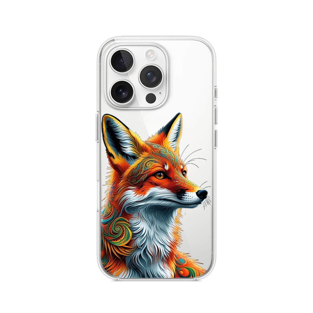 Etui do iPhone 13 Pro przeźroczyste, silikonowe Flexi, Dzika Mandala, Twarz lisa