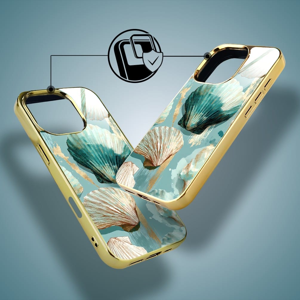 Etui do iPhone 16 Pro Max IBIZU Elite Glass z MagSafe Morze, Turkusowy skarb, złote - obrazek 3